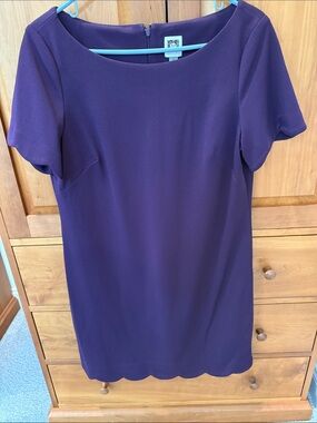 Anne Klein Eggplant colored Scalloped Hem Sheath Dress- worn once
